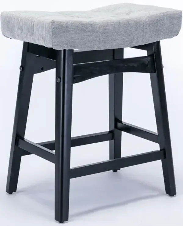 Set of 2 Gray Faux Leather 25" Counter Stools