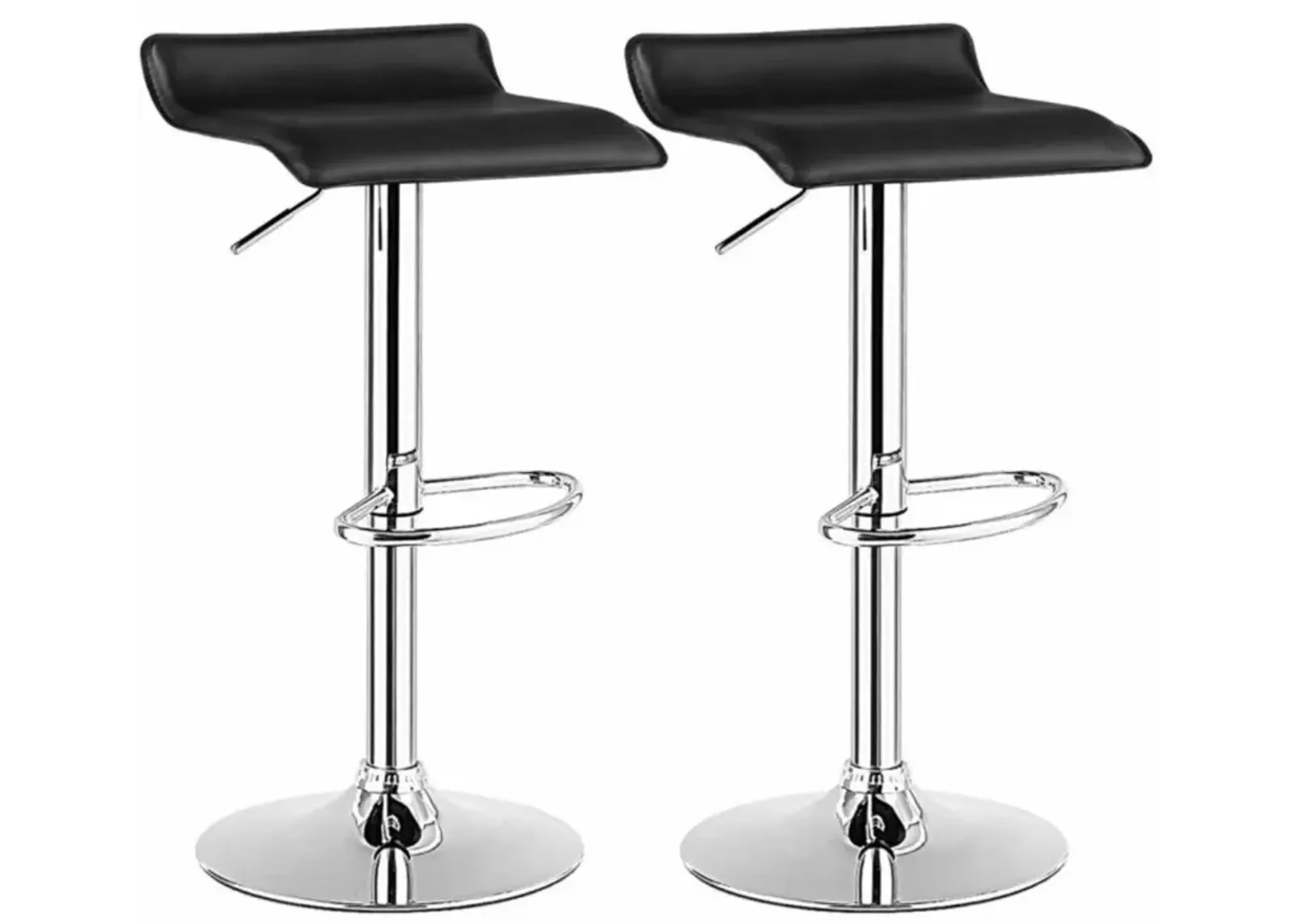 Hivvago Set of 2 Adjustable PU Leather Backless Bar Stools