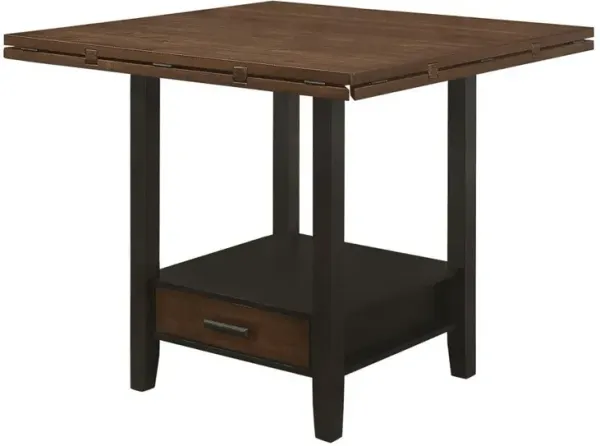 Sanford Round Counter Height Table with Drop Leaf Cinnamon and Espresso