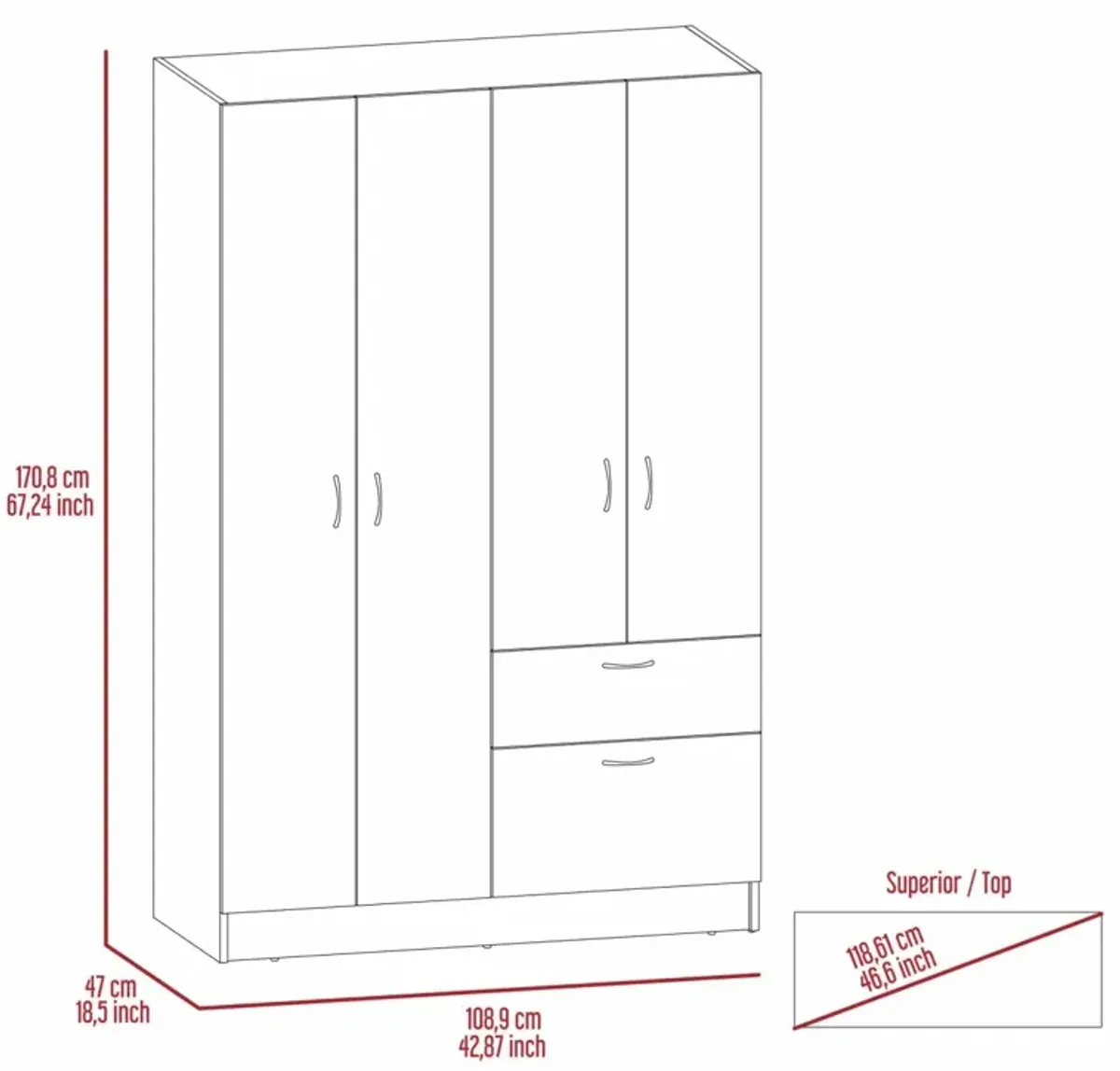 Maltby 1-Drawer Rectangle Armoire Black Wengue And White