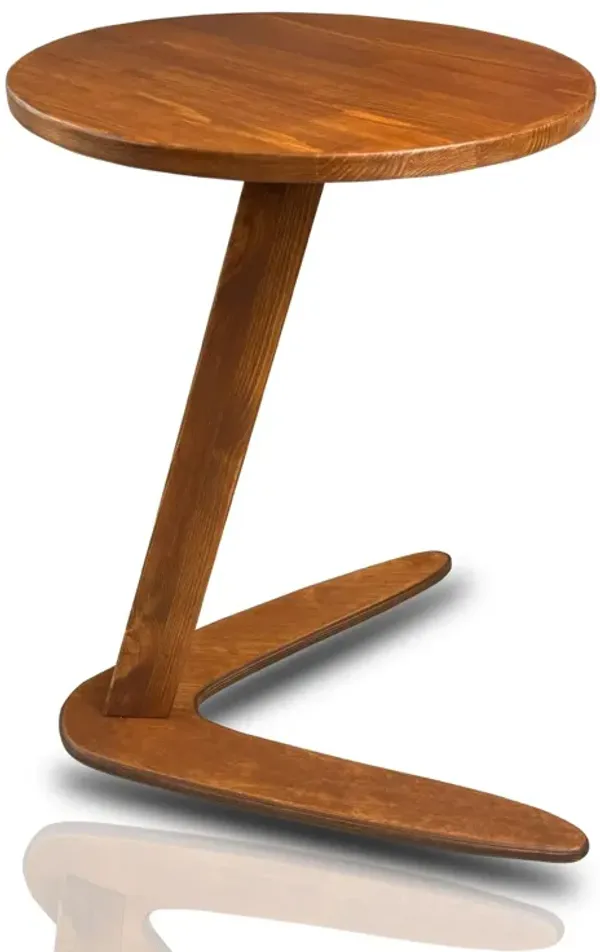 GENESIS WOODESIGN C-Shaped Handmade Solid Wood End Table, Side Table for Couches, Sofa Tables Slide Under Couch for Living Room,