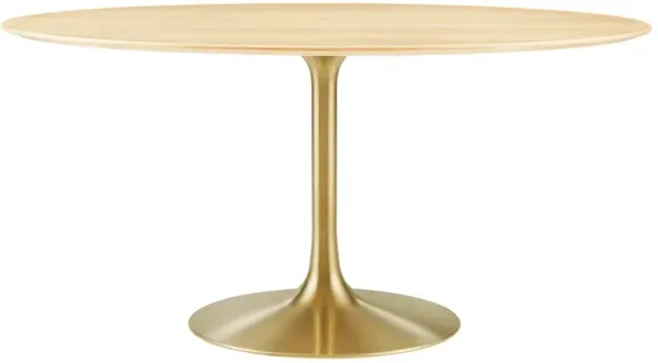Modway - Lippa 60" Oval Wood Grain Dining Table Gold Natural