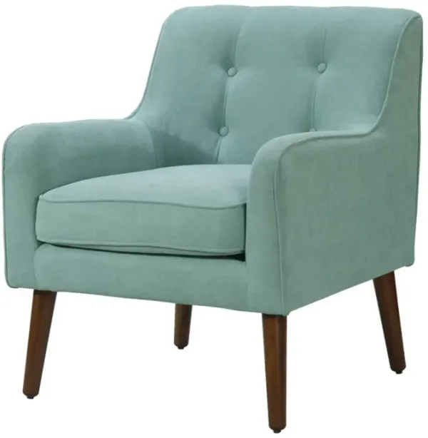 Ryder Mid Century Modern Aquamarine Teal Woven Fabric Tufted Armchair