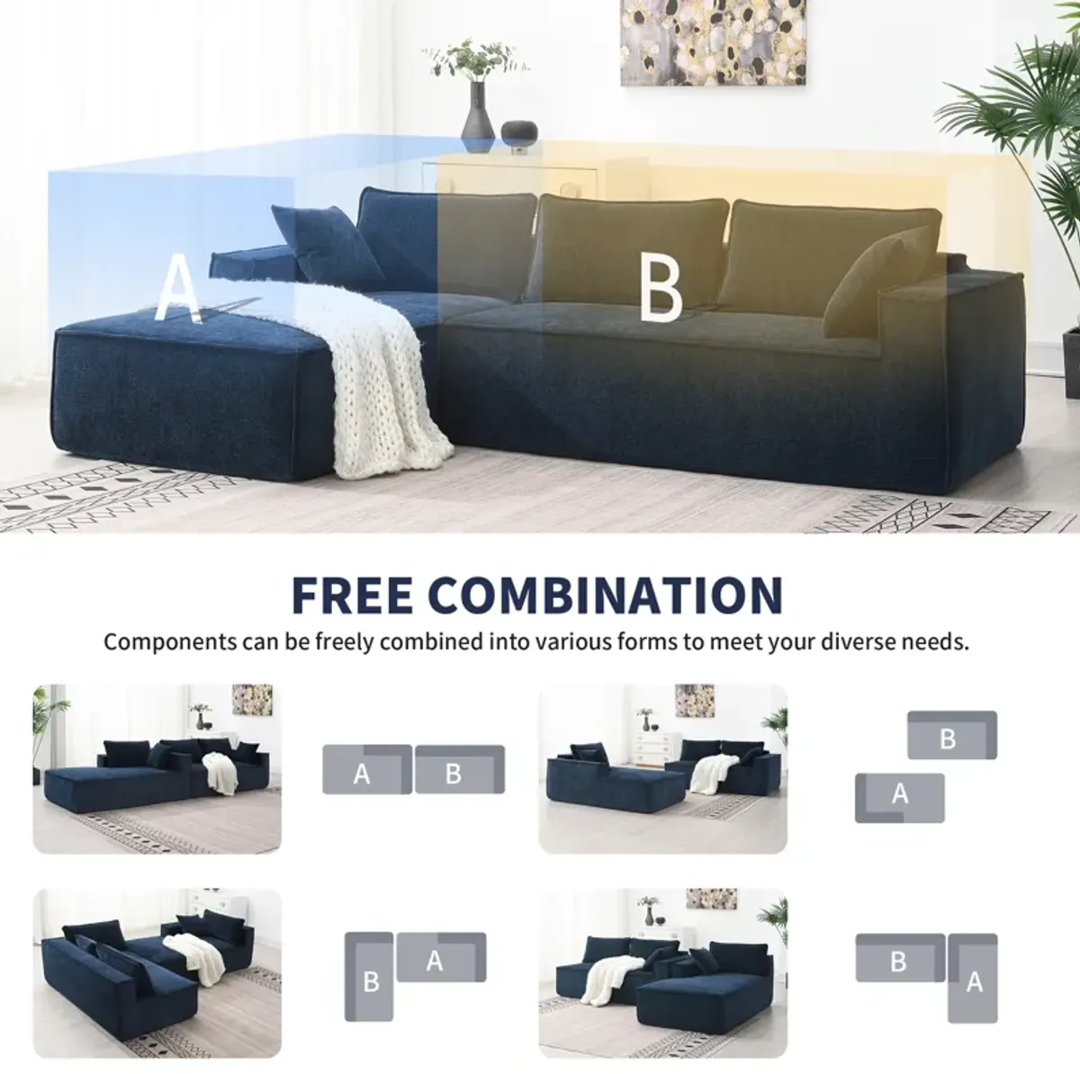 Minimalist Style Modular Sectional Sofa