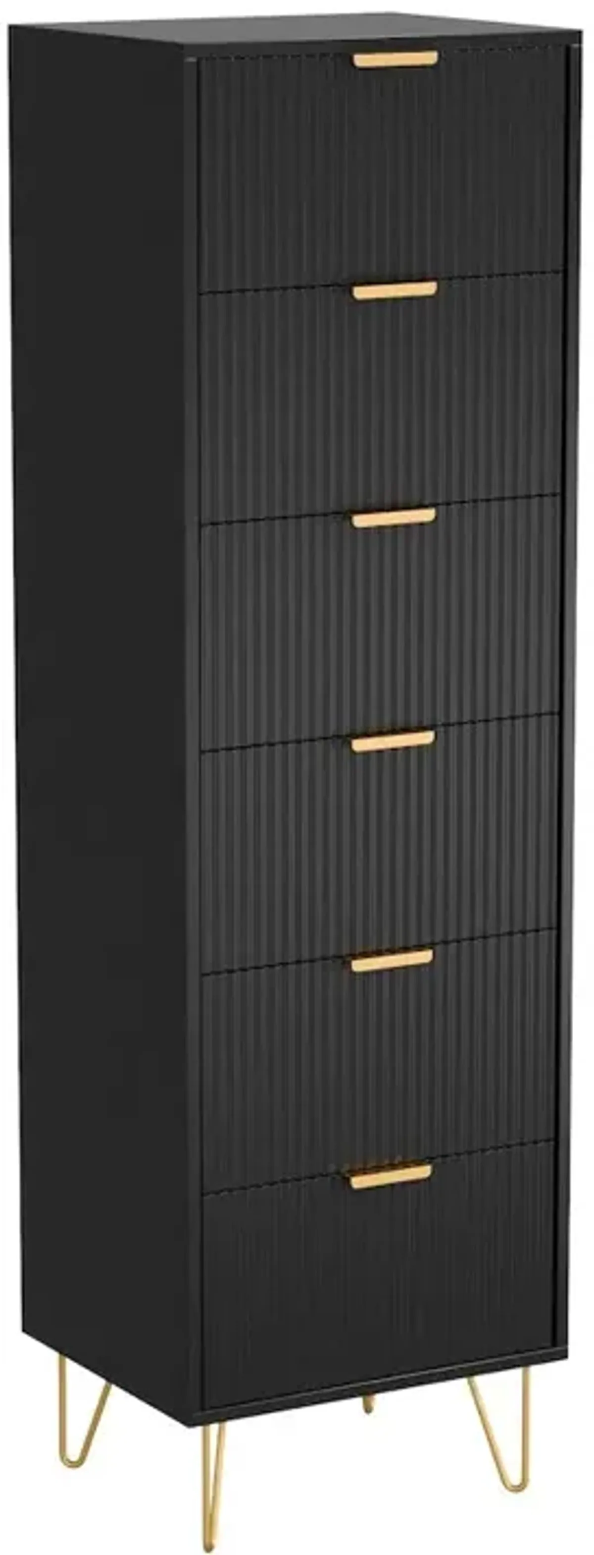 6-Drawer Lingerie Chest with Gold Metal Legs and Handles (Black)