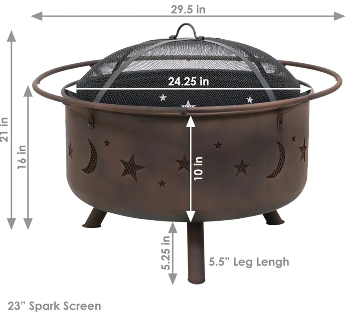 Sunnydaze 30 in Cosmic Steel Fire Pit with Spark Screen, Poker, and Grate