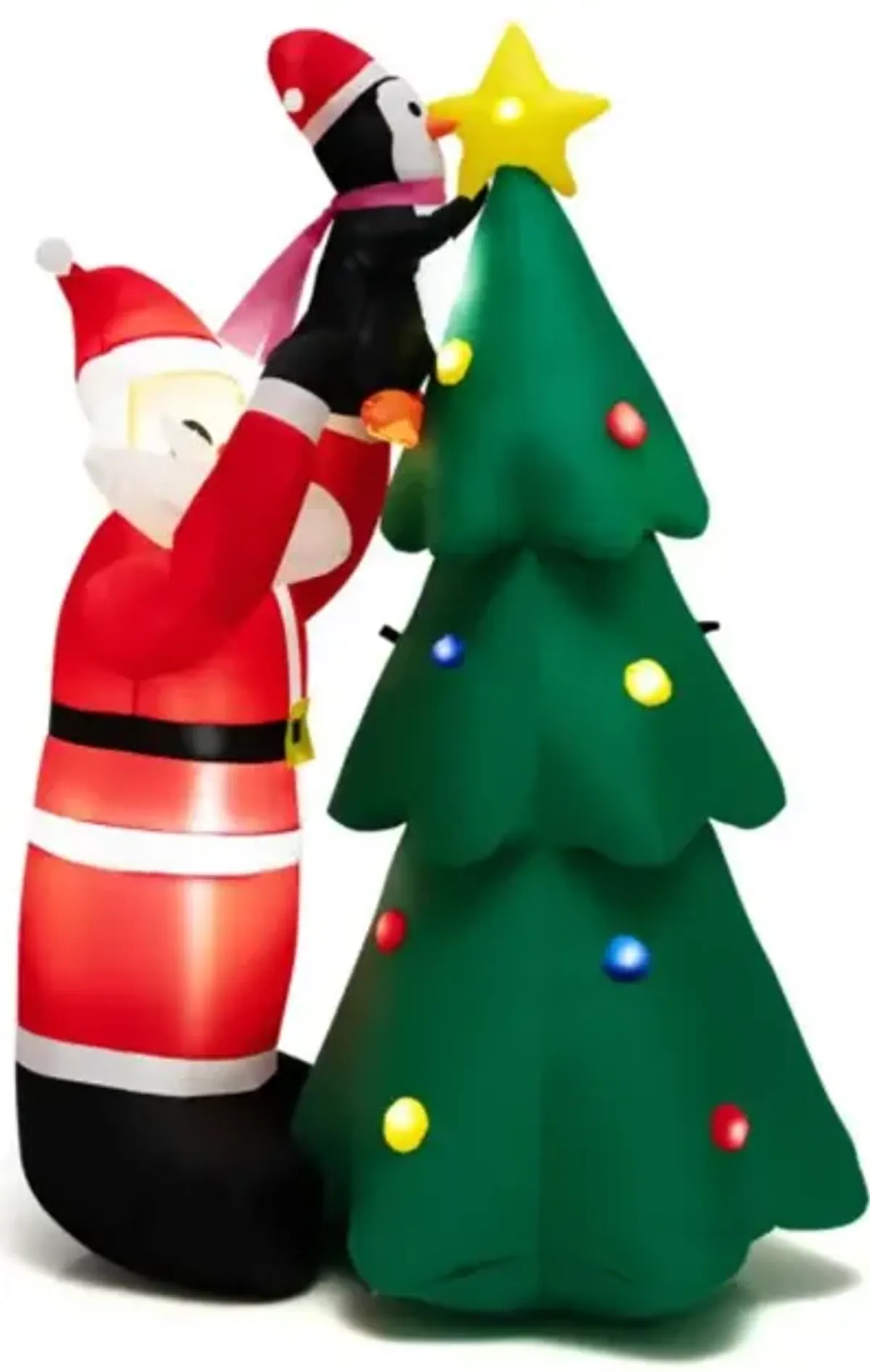 Hivvago 6 Feet Inflatable Christmas Tree and Santa Claus with LED and Air Blower