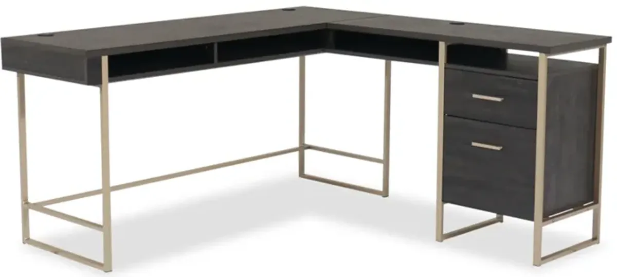 Walter Heights L-Shaped Wood & Metal Desk