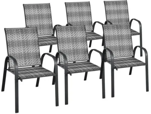 Hivvago Outdoor PE Wicker Stackable Chairs with Sturdy Steel Frame