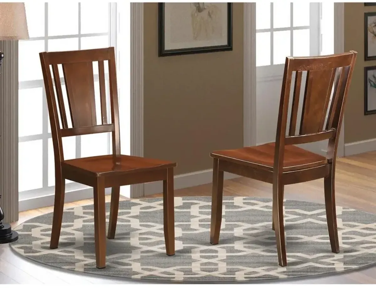 East West Furniture Dudley  Dining  Chair  with  Wood  Seat  in  Mahogany  Finish,  Set  of  2