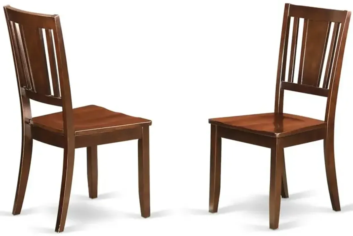 East West Furniture Dudley  Dining  Chair  with  Wood  Seat  in  Mahogany  Finish,  Set  of  2