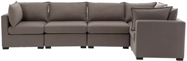Bennett 5 Piece Flange Seam Modular Sofa  - Latte Brown Performance Fabric