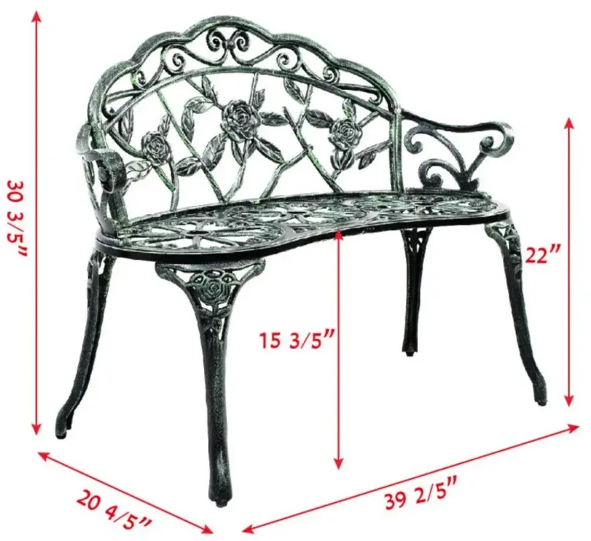 Hivvago Aluminum Patio Outdoor Garden Bench Chair Loveseat Cast