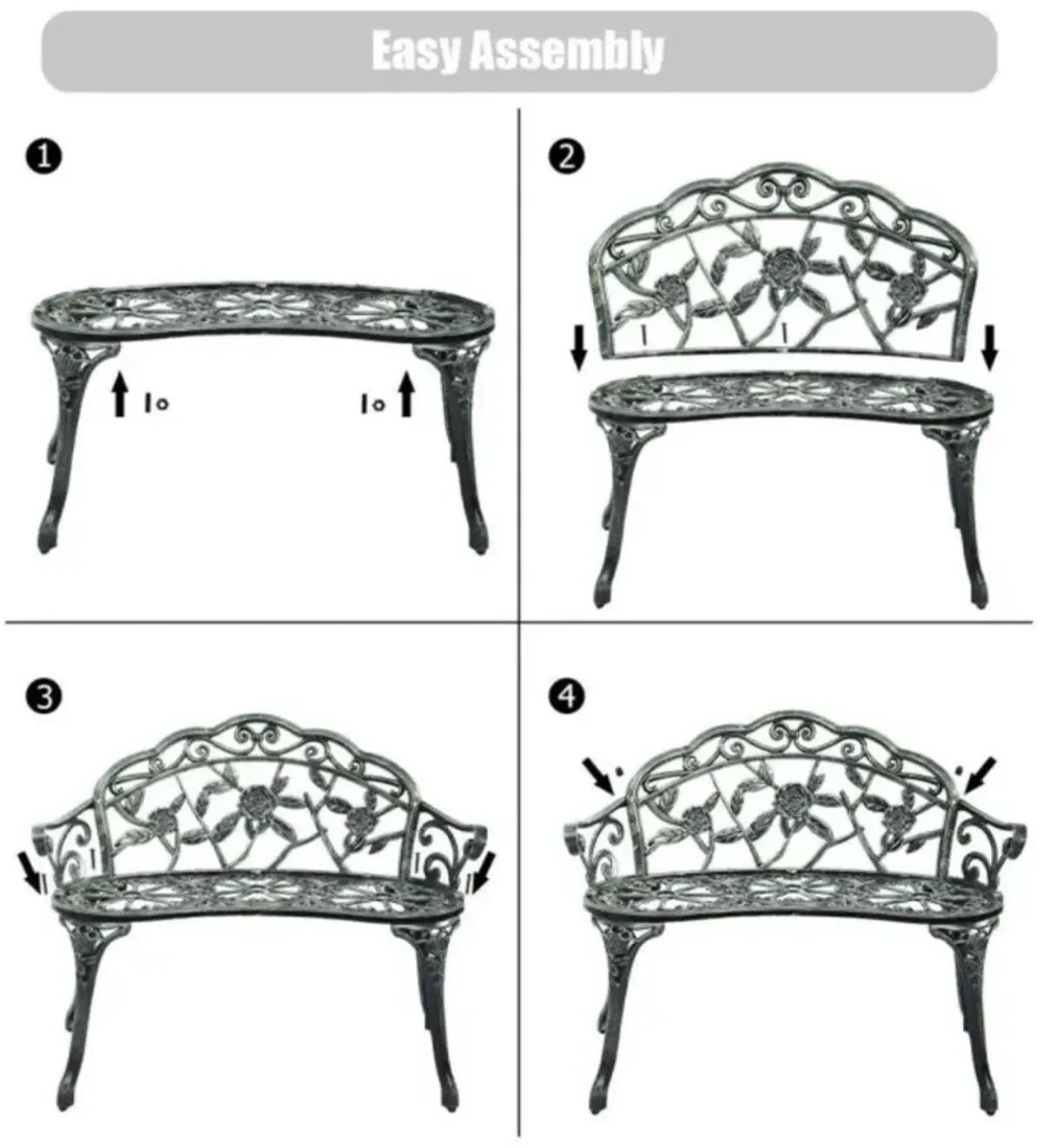 Hivvago Aluminum Patio Outdoor Garden Bench Chair Loveseat Cast