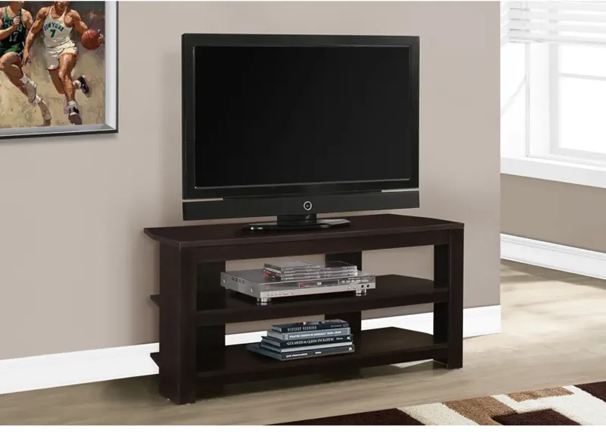 Monarch Specialties I 2568 Tv Stand, 42 Inch, Console, Media Entertainment Center, Storage Shelves, Living Room, Bedroom, Laminate, Brown, Contemporary, Modern