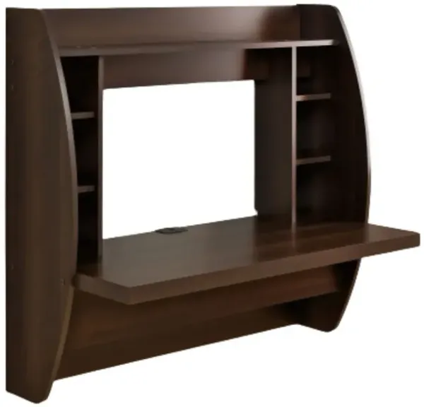 Hivvago Wall Mount Space Saving Modern Laptop Computer Desk in Espresso