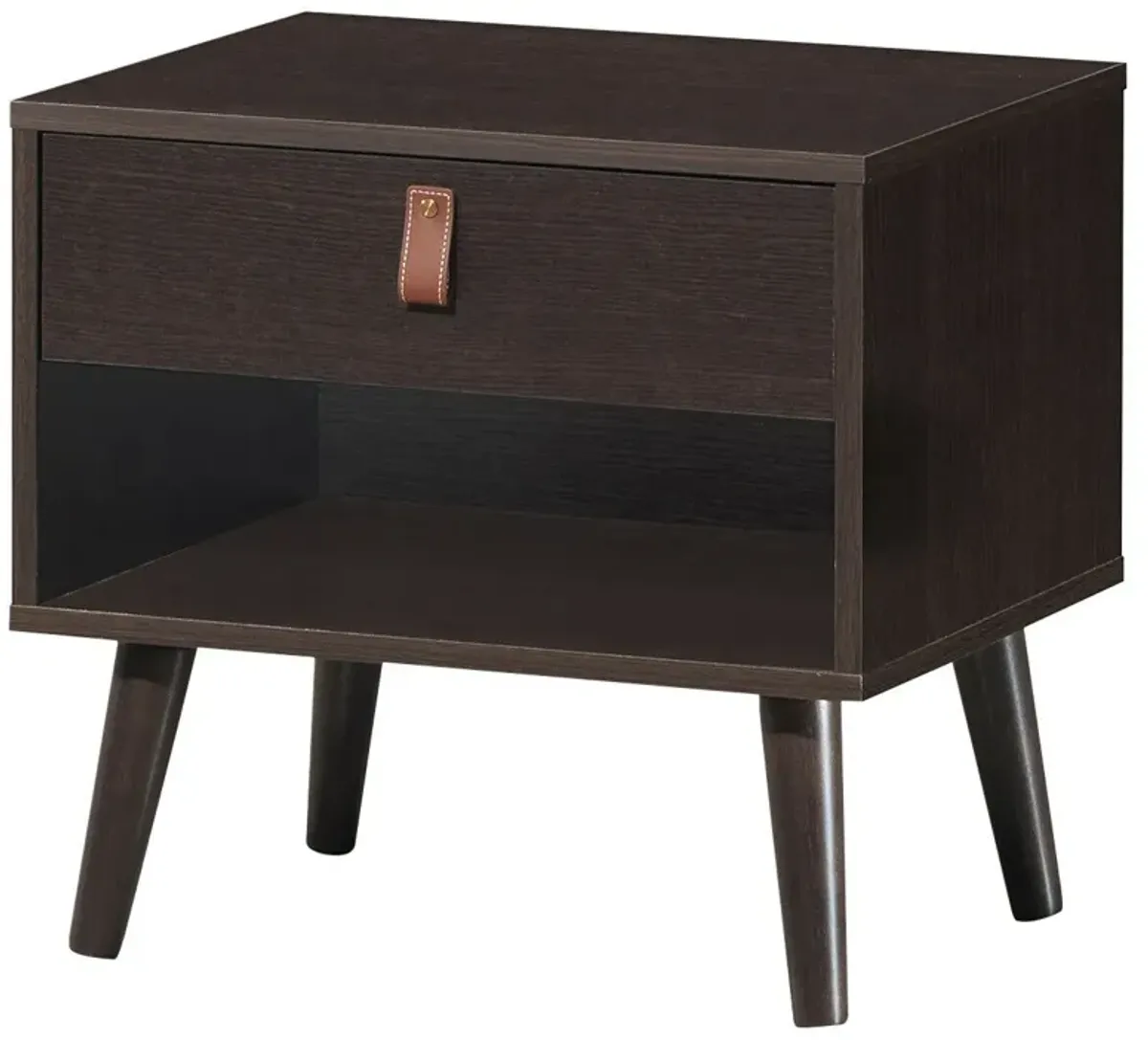 Nightstand Bedroom Table with Drawer Storage Shelf - Brown