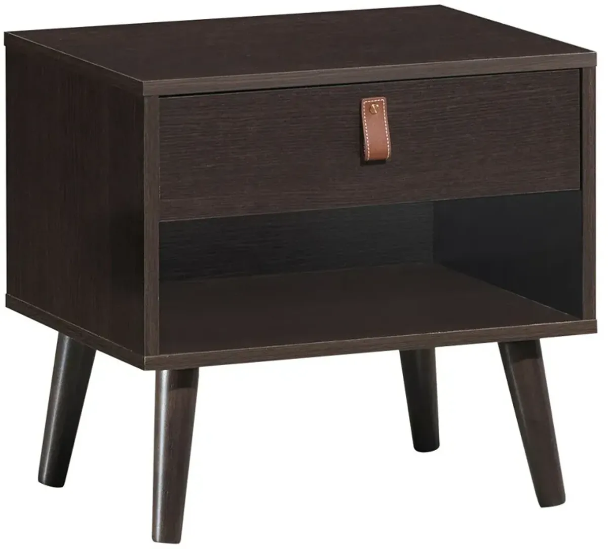 Nightstand Bedroom Table with Drawer Storage Shelf - Brown