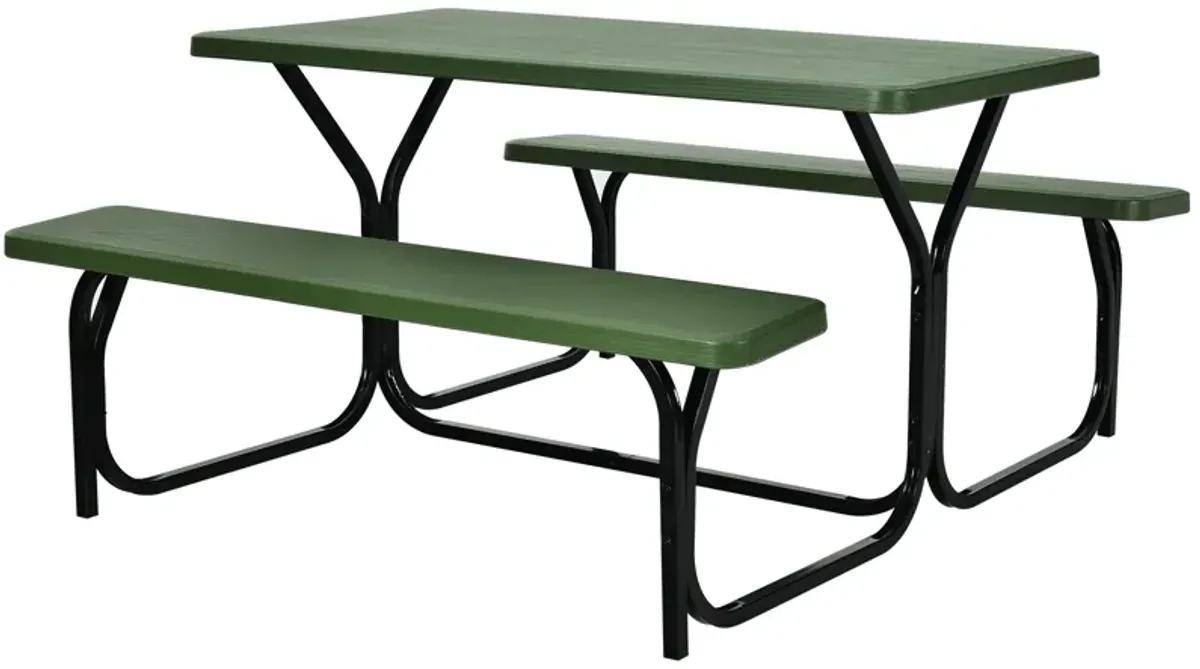 HDPE Outdoor Picnic Table Bench Set with Metal Base