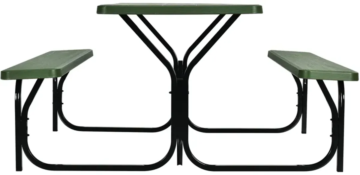 HDPE Outdoor Picnic Table Bench Set with Metal Base