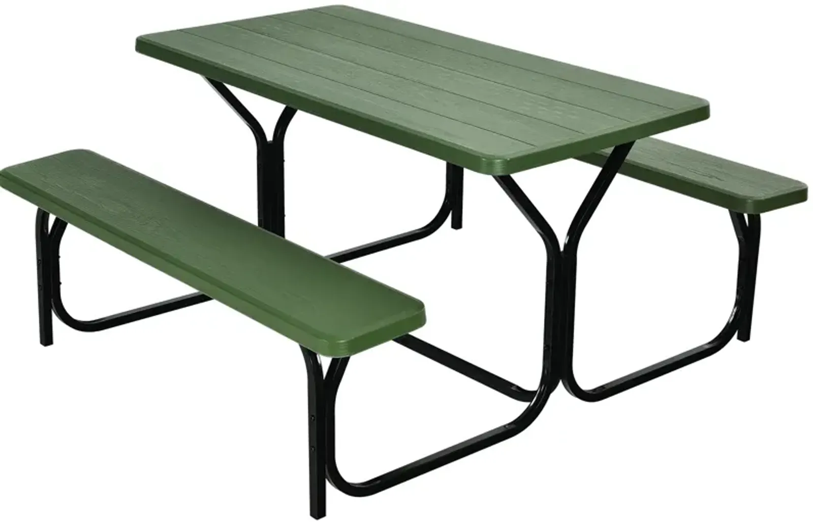 HDPE Outdoor Picnic Table Bench Set with Metal Base