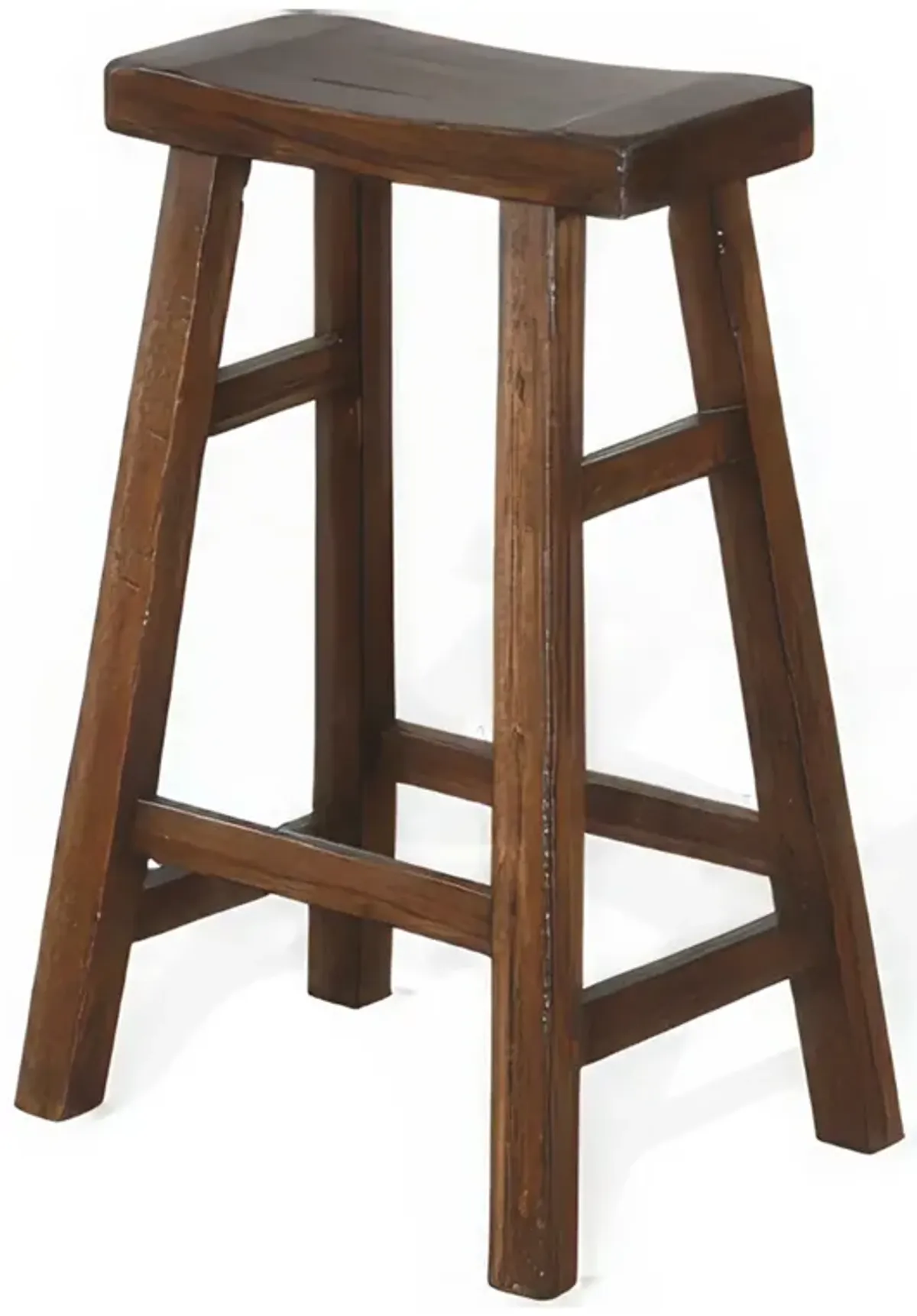 Reggie Barstool Set of 2, Saddle Seat, Mocha Brown Mahogany, 30 Inch - Benzara