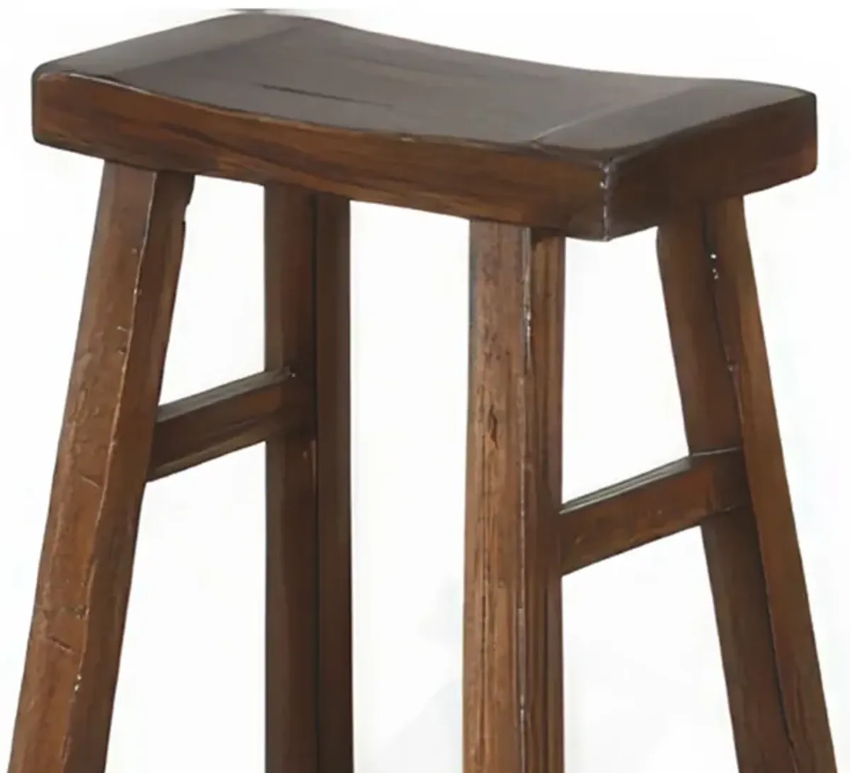 Reggie Barstool Set of 2, Saddle Seat, Mocha Brown Mahogany, 30 Inch - Benzara