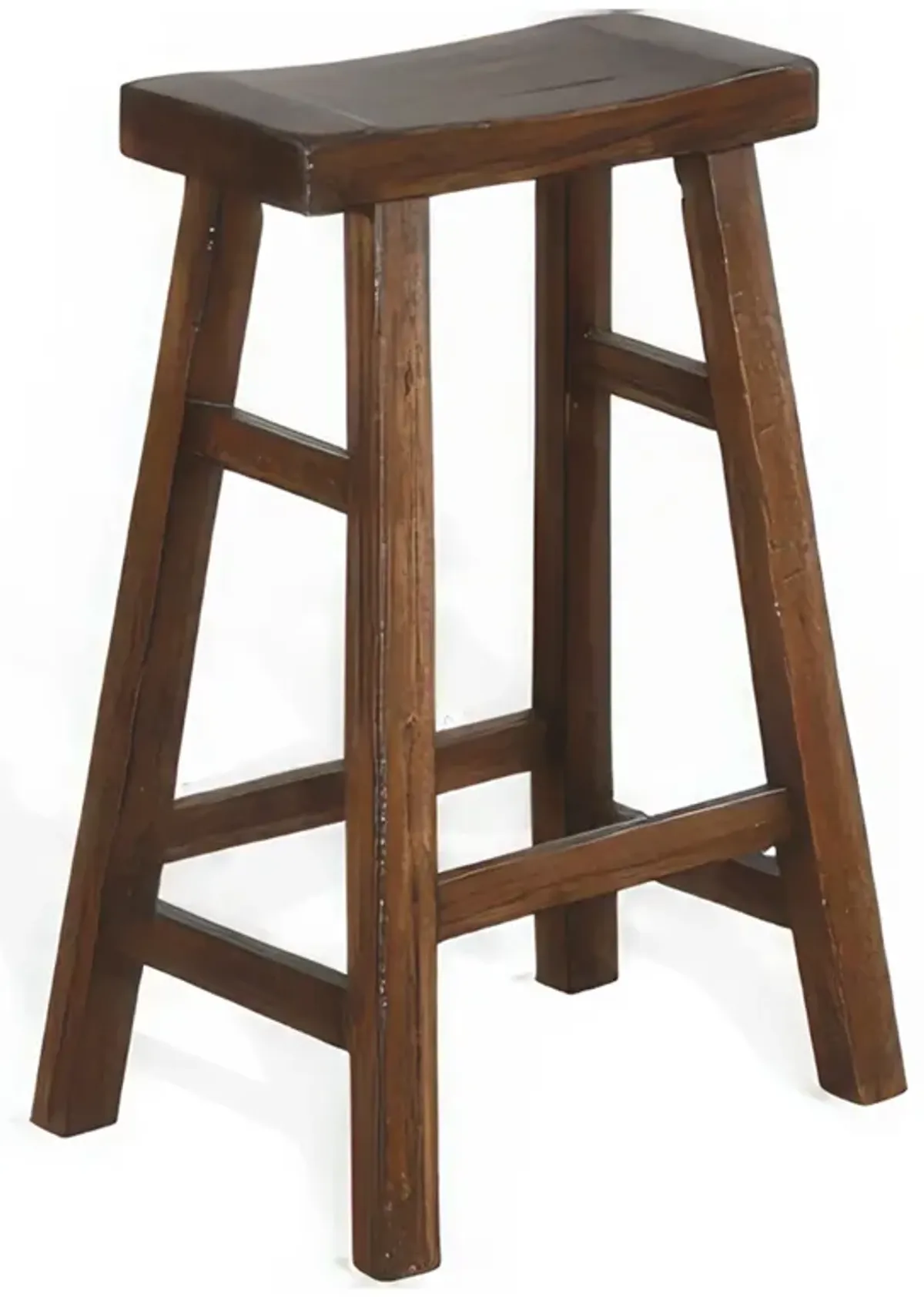 Reggie Barstool Set of 2, Saddle Seat, Mocha Brown Mahogany, 30 Inch - Benzara