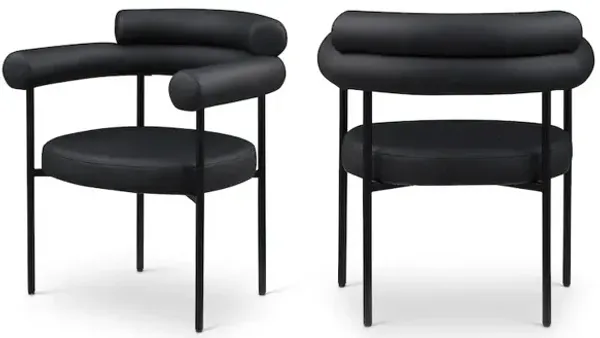 Meridian Furniture Blake Black Vegan Leather Dining Chair, Set of 2