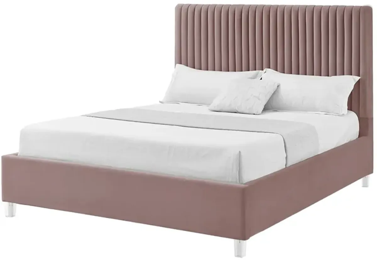 Inspired Home Jaylanie Velvet Platform Bed