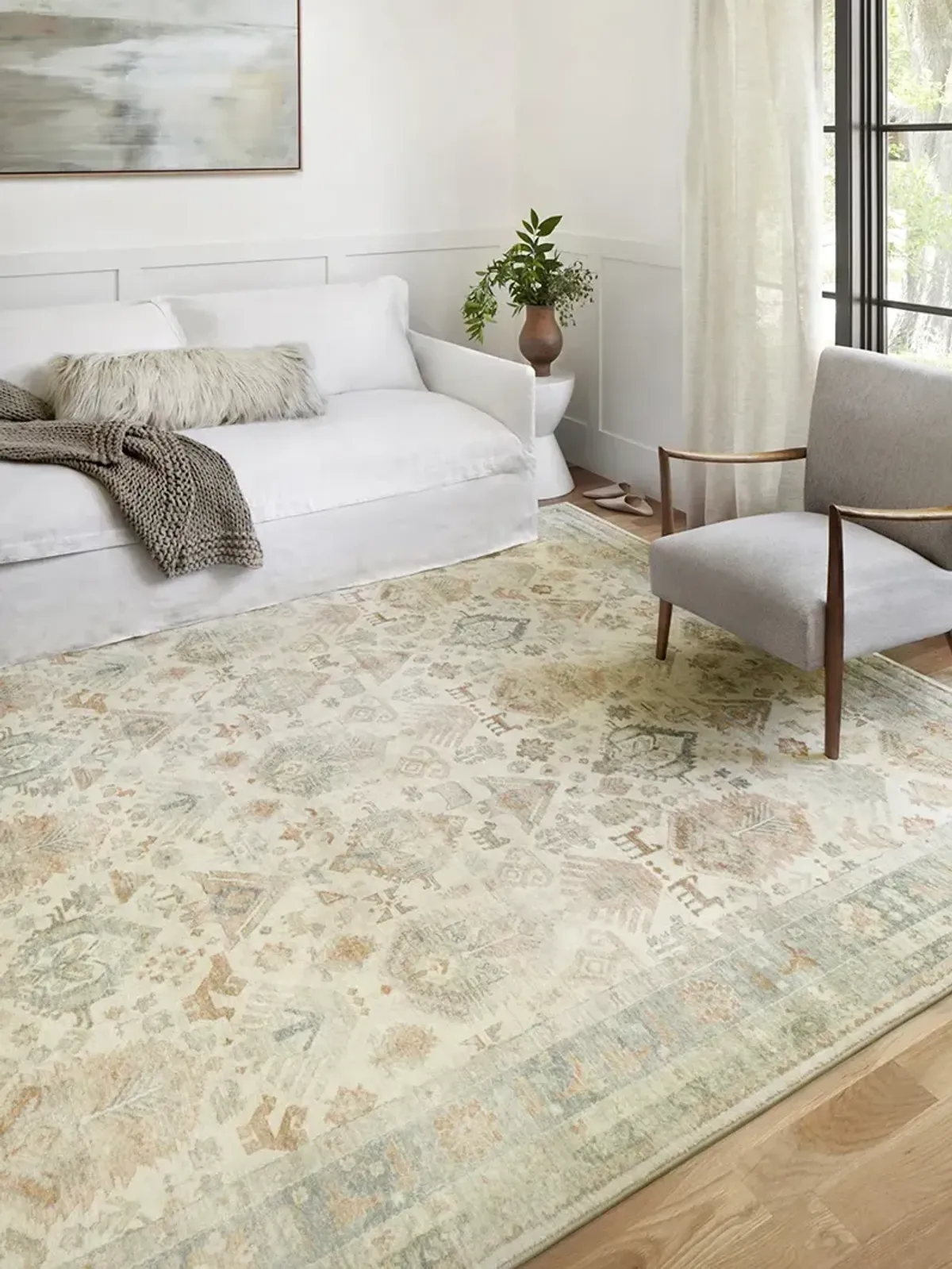 Rosette ROS01 Beige/Multi 5' x 7'6" Rug