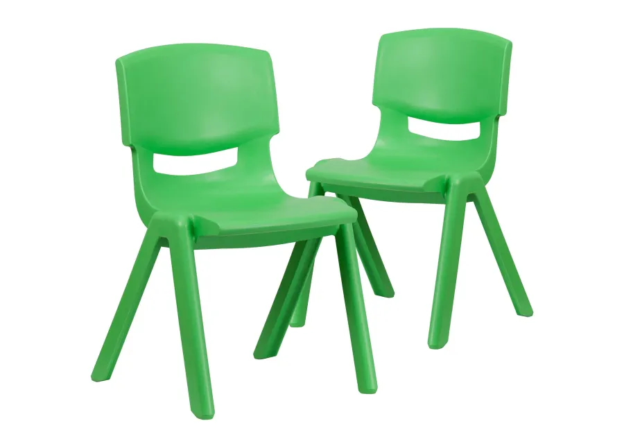 Flash Furniture Whitney 2 Pack Green Plastic Stackable School Chair with 15.5" Seat Height