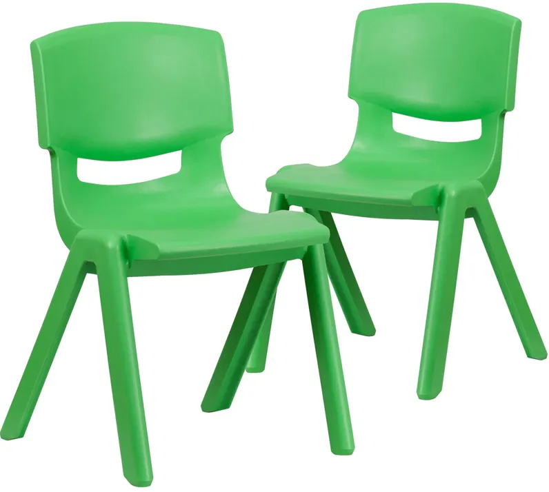 Flash Furniture Whitney 2 Pack Green Plastic Stackable School Chair with 15.5" Seat Height