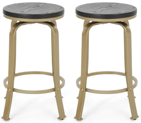 Streamdale Modern Industrial Swivel Counter Stool with Faux Wood Seat