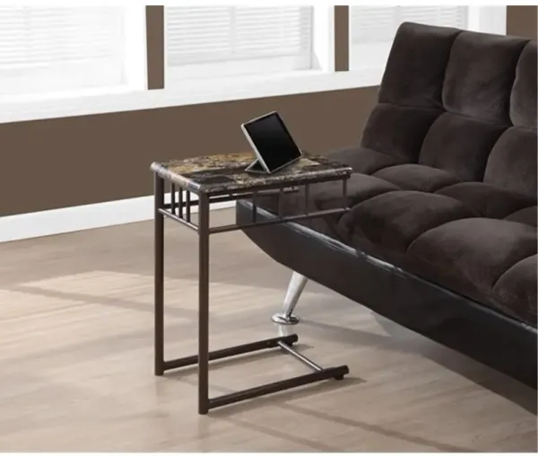 Monarch Specialties  Cappuccino Marble  Bronze Metal Snack Table