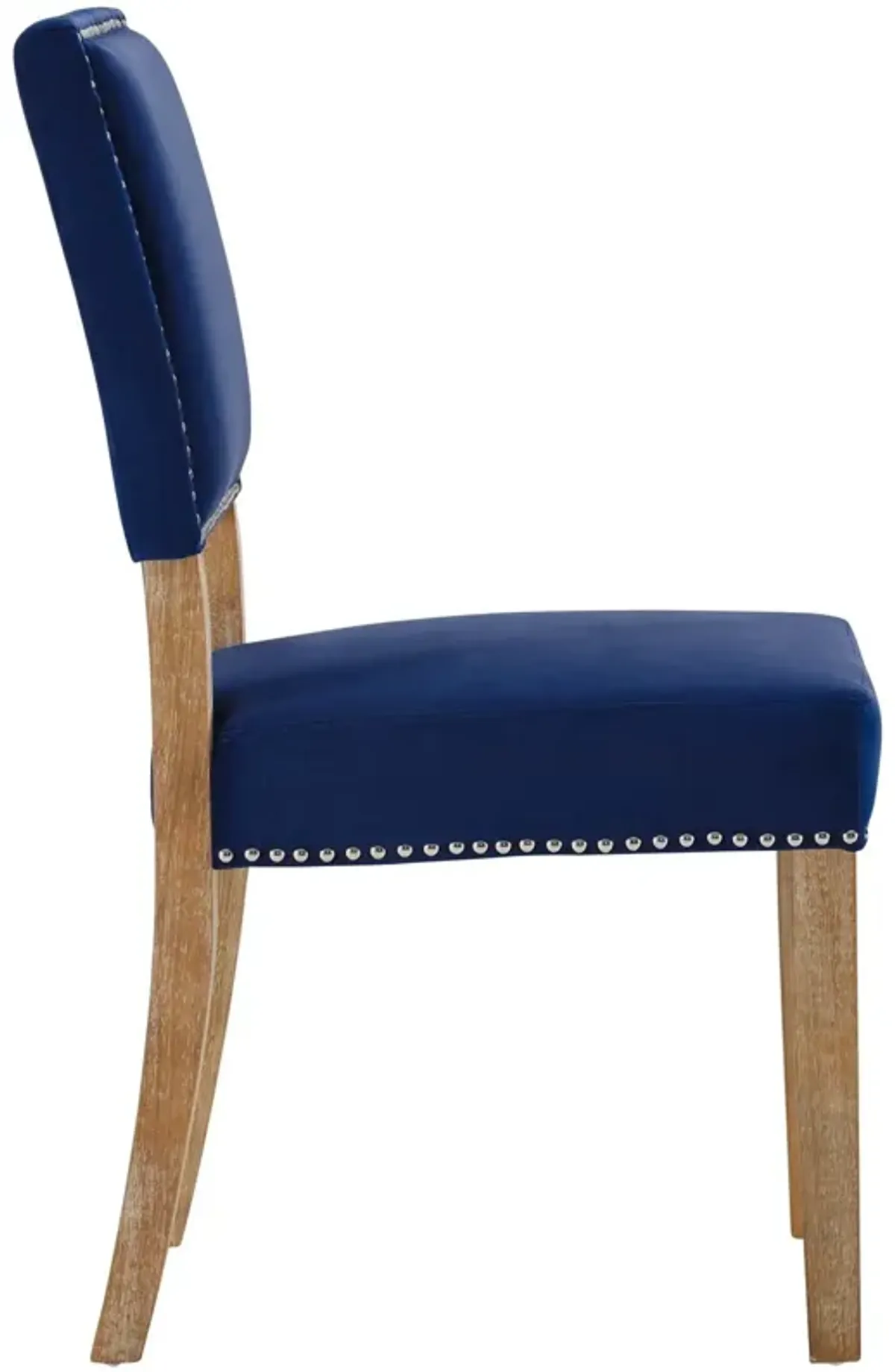 Modway Oblige Modern Farmhouse Performance Velvet Polyester Upholstered with Nailhead Trim, Dining Chair, Navy