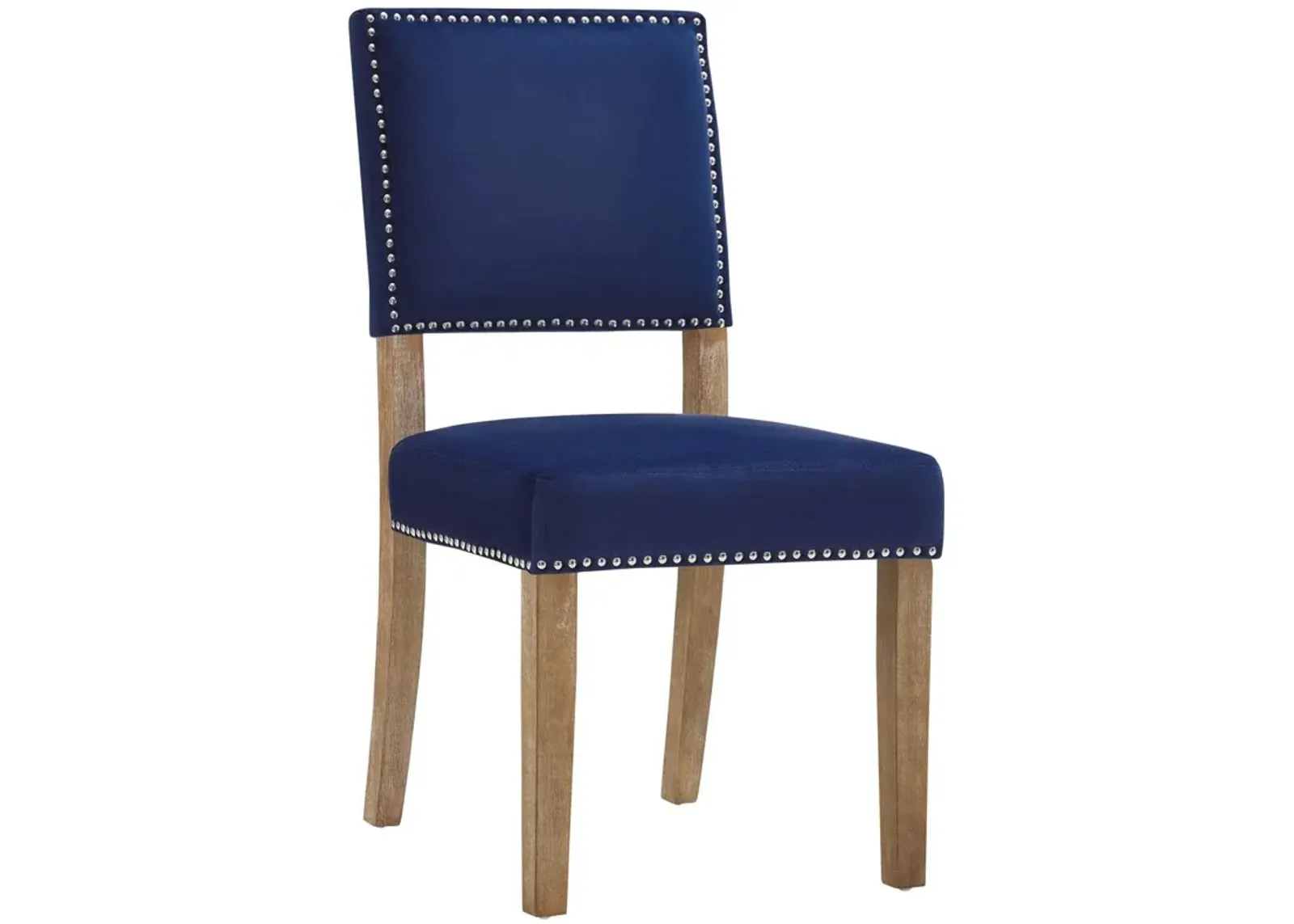 Modway Oblige Modern Farmhouse Performance Velvet Polyester Upholstered with Nailhead Trim, Dining Chair, Navy