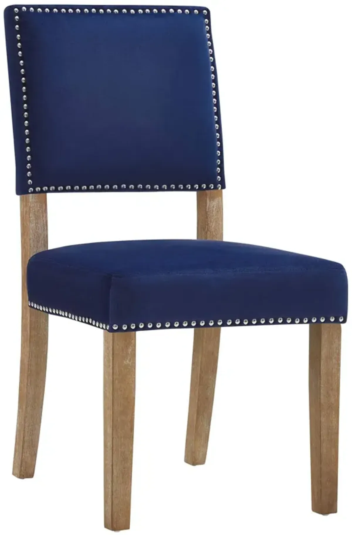 Modway Oblige Modern Farmhouse Performance Velvet Polyester Upholstered with Nailhead Trim, Dining Chair, Navy