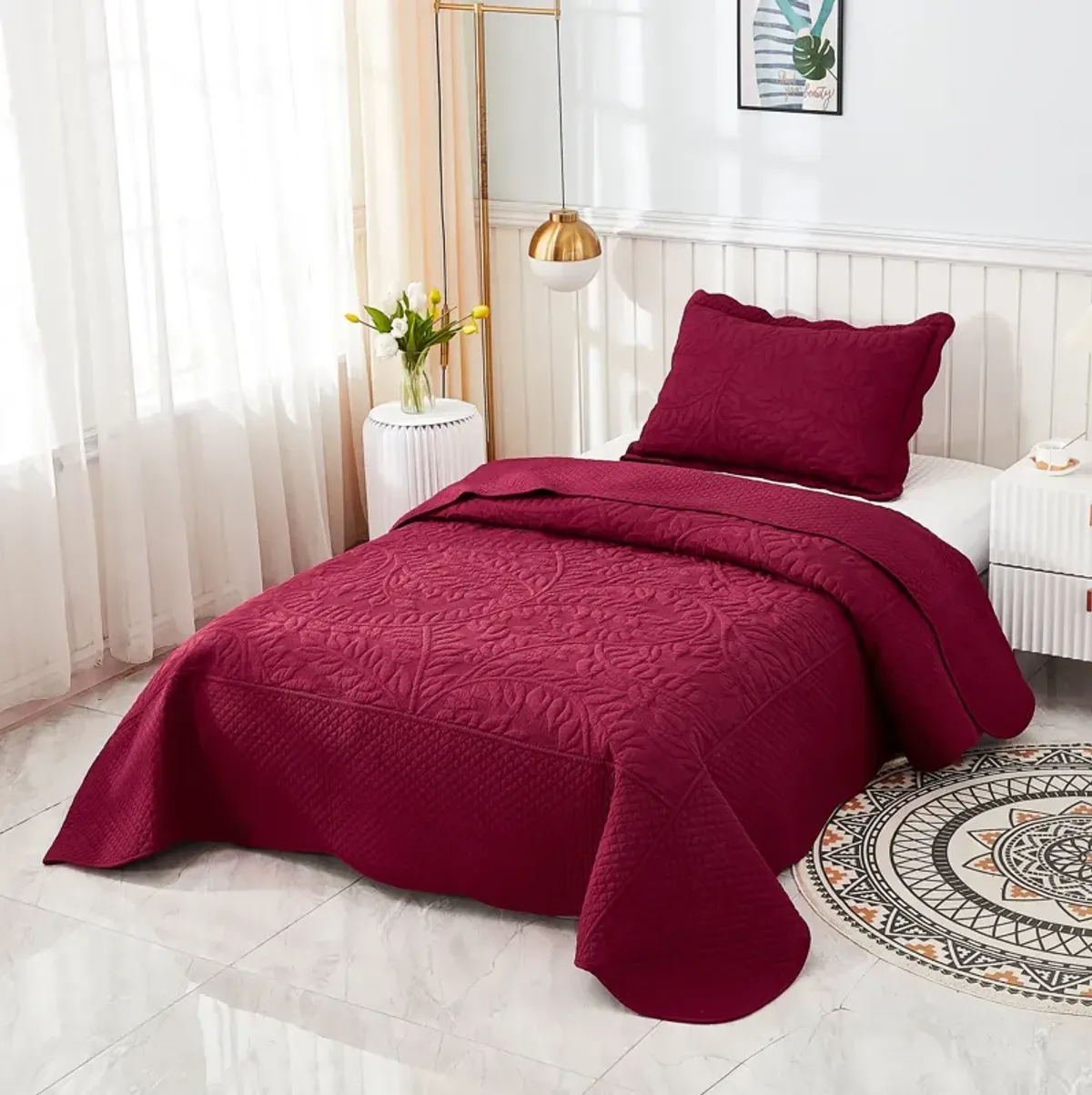 MarCielo 100% Cotton Oversized Bedspread Quilt Set T