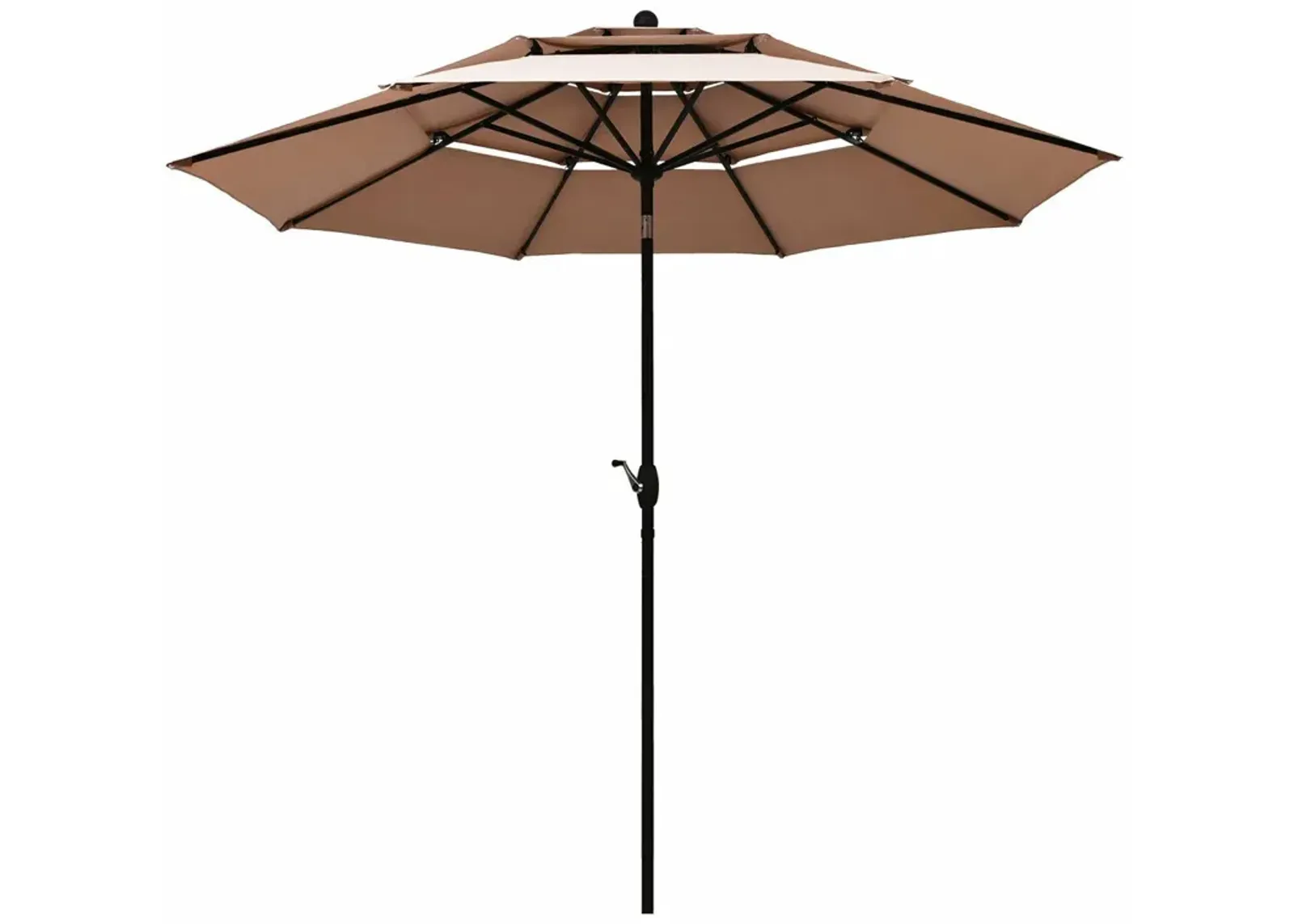 10ft 3 Tier Patio Umbrella Aluminum Sunshade Shelter Double Vented without Base