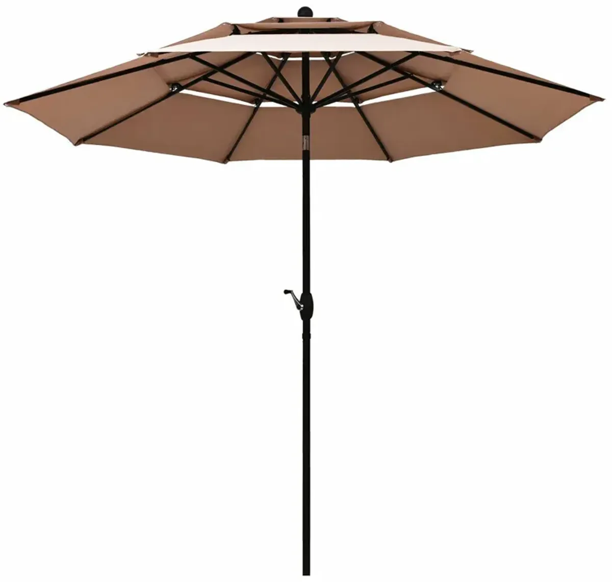 10ft 3 Tier Patio Umbrella Aluminum Sunshade Shelter Double Vented without Base