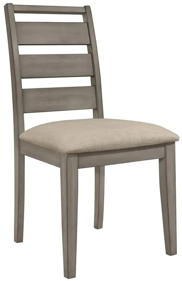 Rick 22 Inch Side Dining Chairs Set of 2, Ladder Back, Burnished Brown Rubberwood - Benzara