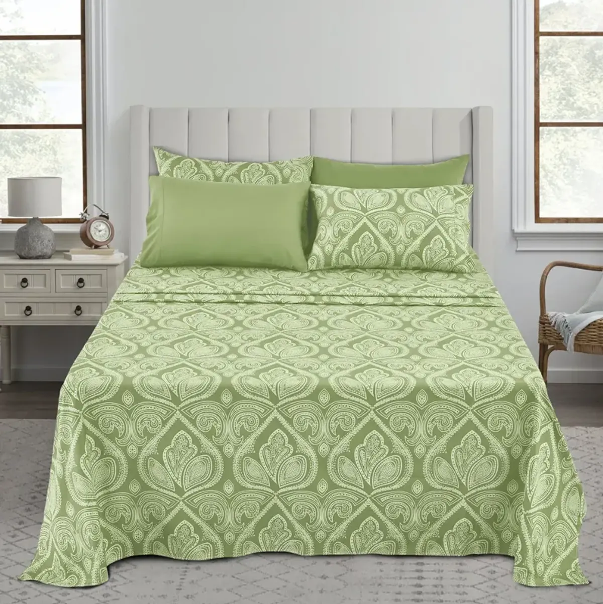 Lux Decor Collection Bed Sheets - Brushed Microfiber Paisley Sheet Set