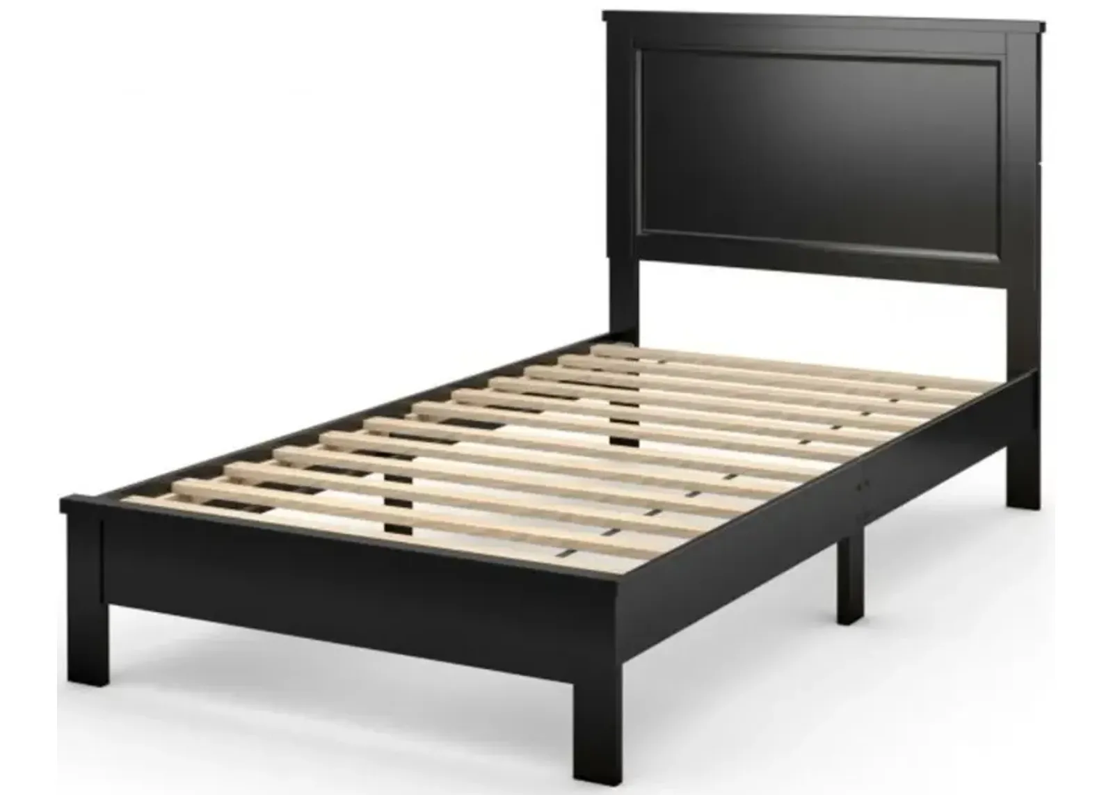 Hivvago Twin Size Modern College Dorm Wooden Platform Bed in Black