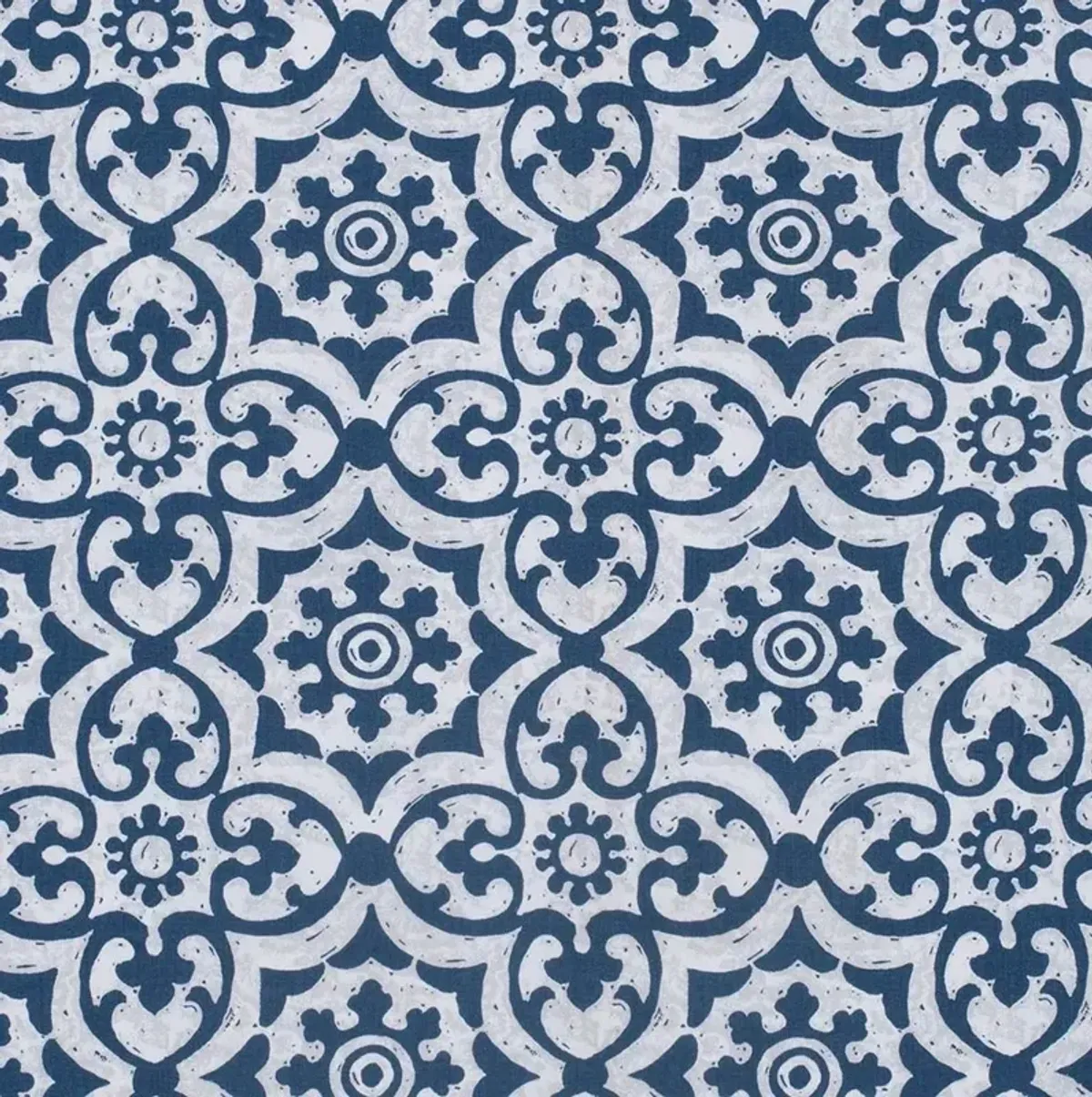 Ellis Athens Printed Tile Design on Navy Ground High Quality Tailored Tiers 1.5" Rod Pocket 50"x24" Navy