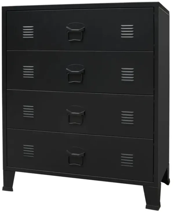 vidaXL Chest of Drawers Metal Industrial Style 30.7"x15.7"x36.6" Black