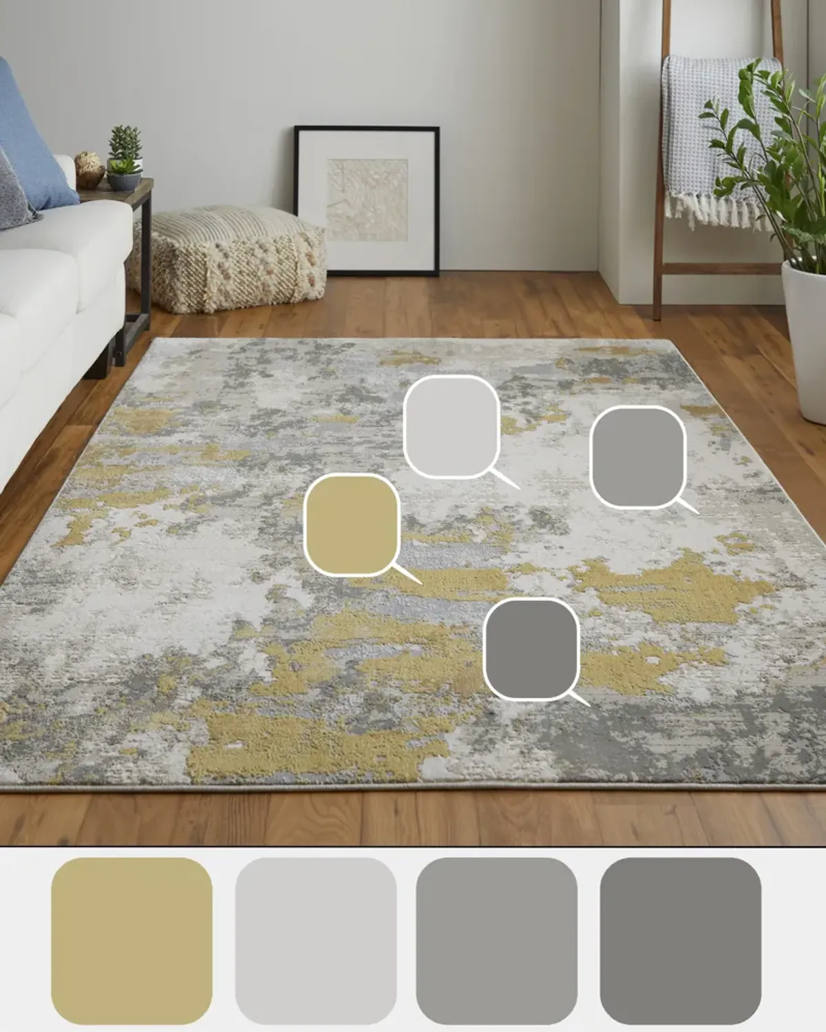 Waldor 3970F Ivory/Gold/Gray 1'8" x 2'10" Rug