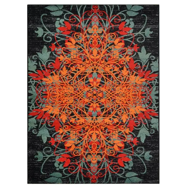 RUGSOTIC CARPETS MACHINE MADE HEATSET POLYPROPYLENE AREA RUGS  - 6'x9', Rectangle Shape, Multicolor Color, Floral Modern Design, Midium Pile Machine Made Area Rugs for Living Room (M00012)