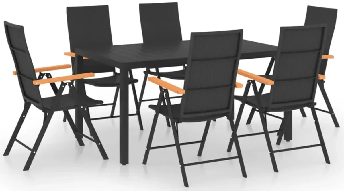 vidaXL 7 Piece Garden Dining Set Black and Brown