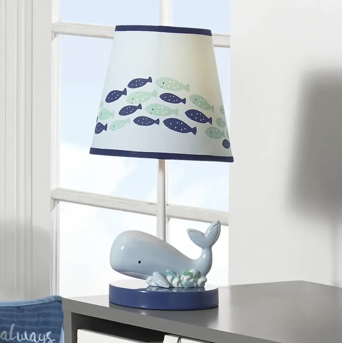 Lambs & Ivy Oceania Blue Ocean/Sea/Nautical Nursery Lamp with Shade & Bulb